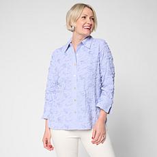 "As Is" WynneCollection Novelty Yarn Dye Stripe and Solid Shirt