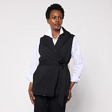 "As Is" WynneCollection Quilted Cloud Knit Belted Vest 