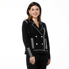 "As Is" WynneCollection Trompe L'oeil Sweater Knit Jacquard Jacket