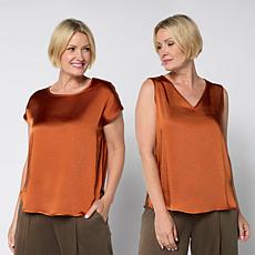 "As Is" WynneLayers 2-pack Satin Tee & Tank Set