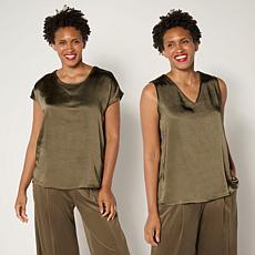 "As Is" WynneLayers 2-pack Satin Tee & Tank Set