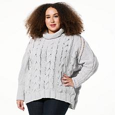 "As Is" WynneLayers Chenille Open Cable Knit Sweater