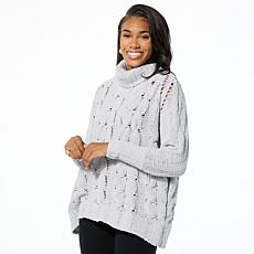 "As Is" WynneLayers Chenille Open Cable Knit Sweater