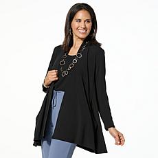"As Is" WynneLayers Matte Jersey Cardigan with Draped Pockets