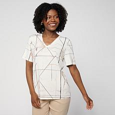 "As Is" WynneLayers Print or Solid Rayon Spandex V-Neck Tee Shirt