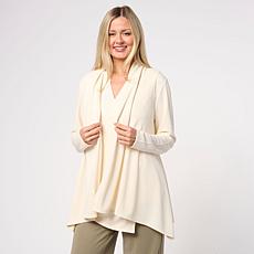 "As Is" WynneLayers Sueded Jersey Open Front Draped Cardigan