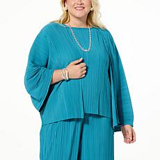 "As Is" WynneLayers Summer Plisse Knit Kimono Topper