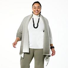 "As Is" WynneLayers Textured Knit Striped Cardigan