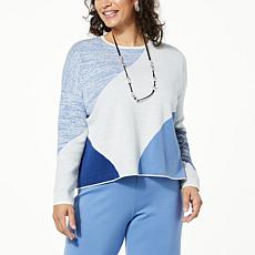 "As Is"WynneCollection SoftKNIT Geometric Pattern Unstructured Sweater