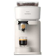 Automatic Espresso Machine, Milky White with Ash Wood Portafilter