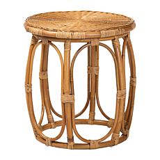 Bali and Pari Jayana Rustic Natural Rattan Round End Table