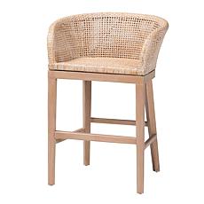 bali & pari Papua Rustic Acacia Wood & Rattan Counter Stool