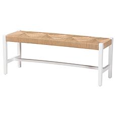 Bali and Pari Prita Bohemian Woven Dining Bench - White