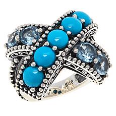 Bali RoManse Sterling Silver Multi-Gemstone Crossover Ring