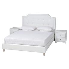 Baxton Studio Carlotta Glam Faux Leather Queen 3 Piece Bedroom Set