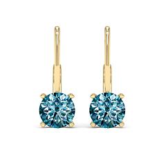 BellaMoi 14K 3.48ctw Created Blue Moissanite Leverback Earrings