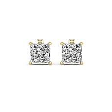 BellaMoi 14K Yellow Gold 2ctw Created Moissanite Princess-Cut Earrings