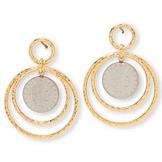 Bellezza 50 Lira Mini Coin Bronze  Hammered Teardrop Dangle Earrings