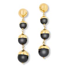 Bellezza Bronze Black Chalcedony Beaded Drop Earrings