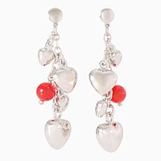 Bellezza Bronze Heart Charm Motif & Stone Dangle Earrings