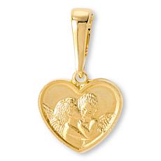 Bellezza Cupid Psyche Polished Text Heart Pendant