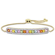 Bellini 14K Gold  Multi-Color Sapphire Bar Adjustable Bracelet