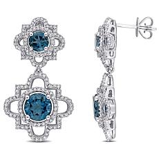 Bellini  14K White Gold London Blue Topaz and Diamond Drop Earrings