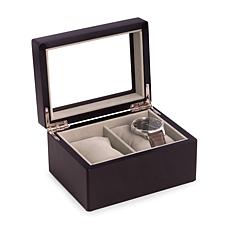 Bey-Berk Matte Black Wood 2-Watch Box