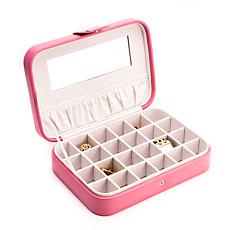 Bey-Berk Pink Faux Leather 24-Section Jewelry Case
