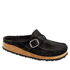 black suede clogs