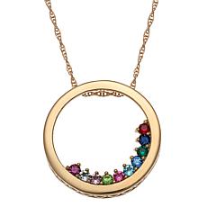 Birthstone Crystal Sterling Silver Mother's Pendant