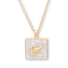 Bright Halo Gold-Plated Lab-Grown Diamond Zodiac Sign Pendant Necklace