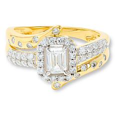 Bright Halo Lab Grown Diamonds 1ctw 3-Row Crossover Ring
