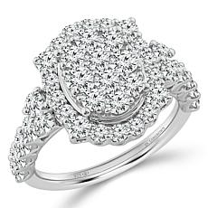 Bright Halo Lab Grown Diamonds 2ctw Pear Halo Cluster Ring