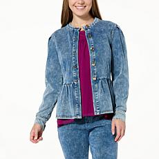 C Wonder Acid Wash Peplum Jacket
