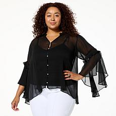 C Wonder by Christian Siriano Chiffon Drama Top