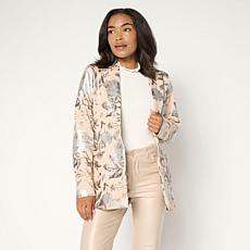 C Wonder by Christian Siriano Foil-Printed Scuba Knit Blazer