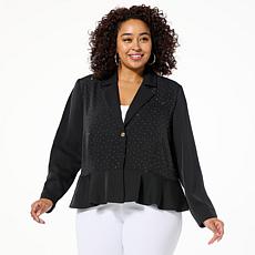 C Wonder by Christian Siriano Hot Fix Crystal-Detailed Peplum Blazer