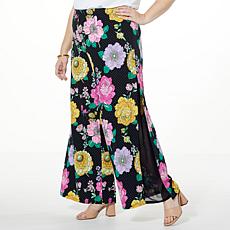 C Wonder Floral Crepe Wide Leg Gusset Pant 
