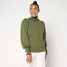C Wonder Luxe Blouson Sleeve Turtleneck Sweater