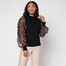 C. Wonder Mock Neck Printed Sleeve Sweater
