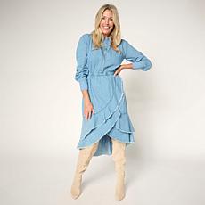 C Wonder Ruffled Denim Dress