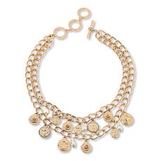 C Wonder Simulated Pearl Charm Toggle Necklace
