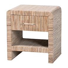 Callan Bohemian Nightstand with Woven Grasscloth