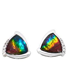 Canadian Ammolite Gems Ammolite & White Topaz Triangular Stud Earrings
