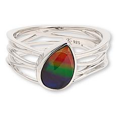 Canadian Ammolite Gems Ammolite Pear Statement Ring