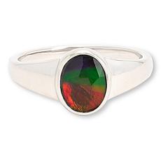 Canadian Ammolite Gems Oval Ammolite Signet Ring 