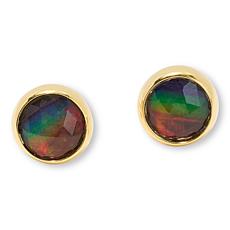 Canadian Ammolite Gems Round Ammolite Stud Earrings