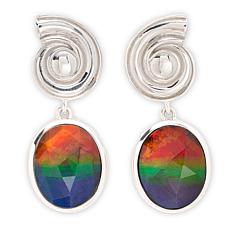 Canadian Ammolite Gems Sterling Silver Statement Dangle Earrings