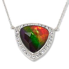 Canadian Ammolite Gems Trilliant-Cut Ammolite and White Topaz Necklace